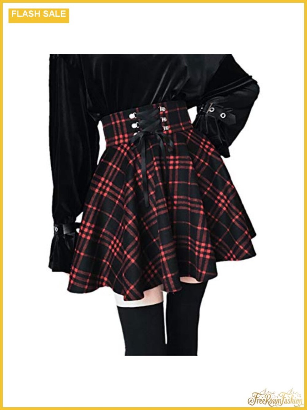 Women's Plaid A-Line Mini Skater Skirt High Waist Pleated Flare